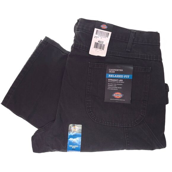 Dickies Carpenter Relaxed Fit Sanded Duck Mens 40x32 Rinsed Black Canvas Jeans N - Picture 12 of 12